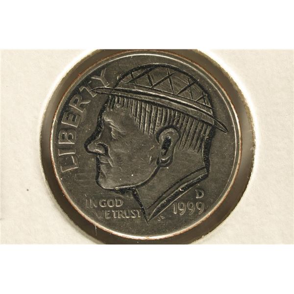 HOBO DIME ON A 1999-D ROOSEVELT DIME BRILLIANT UNC