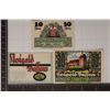 Image 1 : 3 PIECE SET OF 1922 GERMAN DASSOW NOTGELDS 10, 25