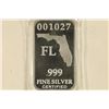 Image 1 : 1 TROY OZ .999 FINE SILVER PF INGOT US STATE SILV.