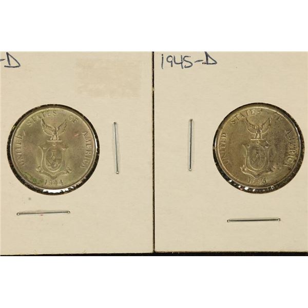 1944-D & 1945-D US/PHILIPPINES SILVER 20 CENTAVOS