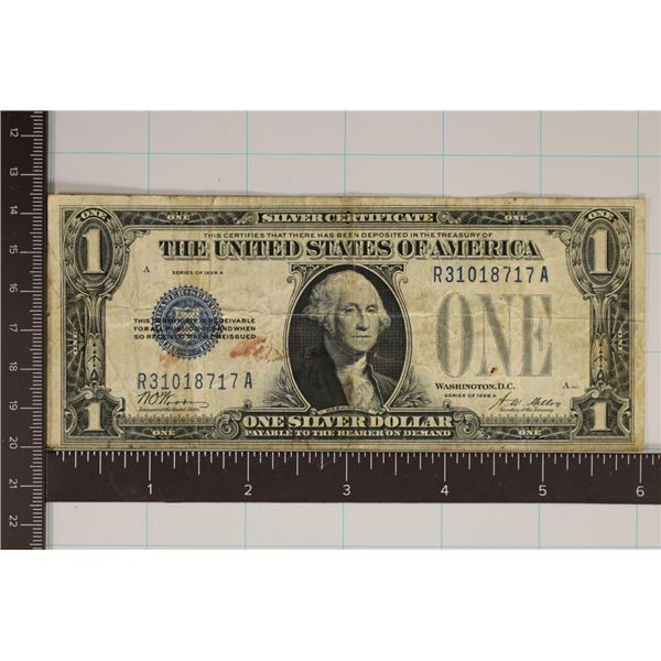 1928-A US $1 SILVER CERTIFICATE FUNNY BACK BLUE