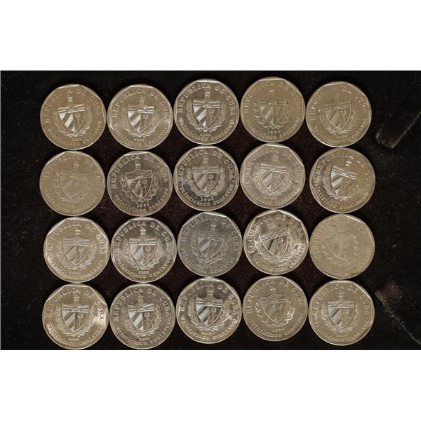 20-CUBA 25 CENTAVO UNC COINS 1994-2003