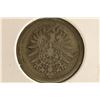 Image 2 : 1876-A GERMAN SILVER 1 MARK .1606 OZ. ASW