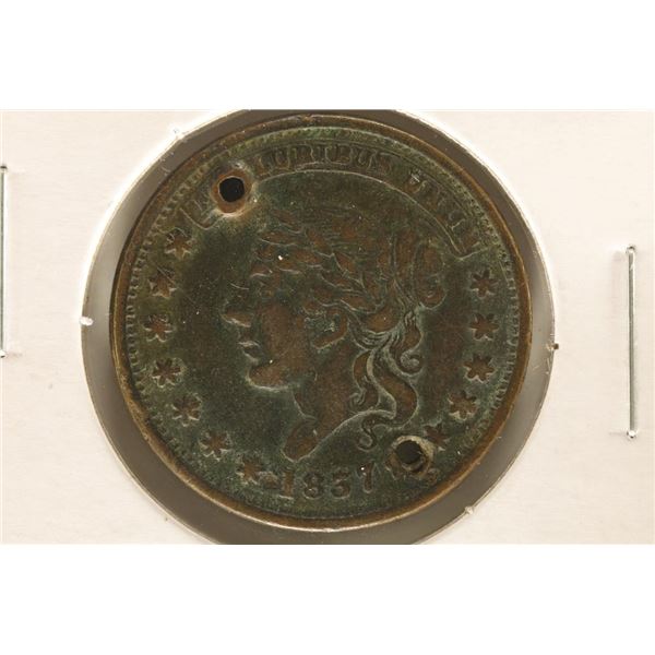 1837 HARD TIMES TOKEN "MILLIONS FOR DEFENSE NOT