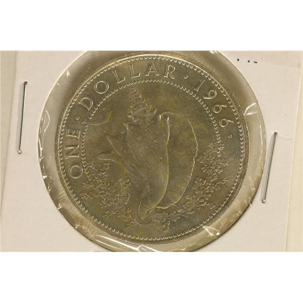 1966 BAHAMA ISLANDS SILVER $1 UNC .4666 OZ. ASW