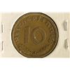 Image 2 : BRONZE 1938-J GERMAN 10 REICHSPFENNIG W / SWASTIKA