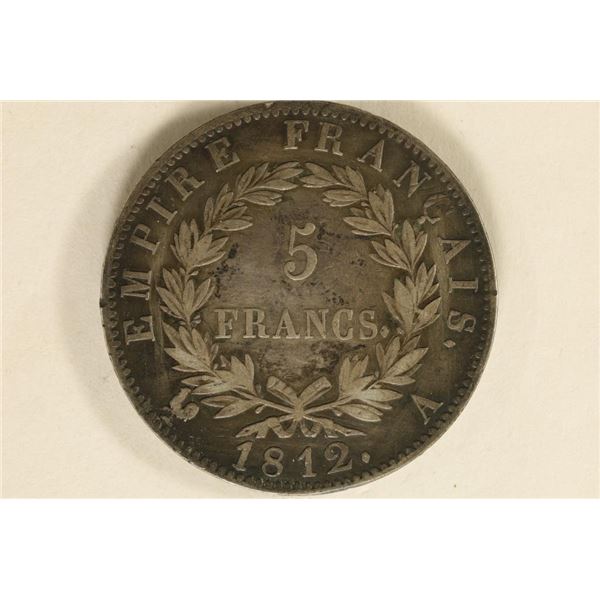 1812-A FRANCE SILVER 5 FRANCS .7234 OZ. ASW