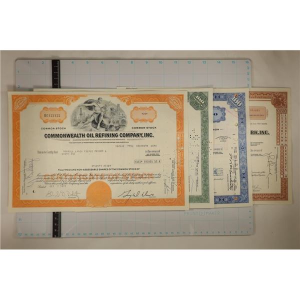 4 VINTAGE STOCK CERTIFICATES: 1968 SPARTANS