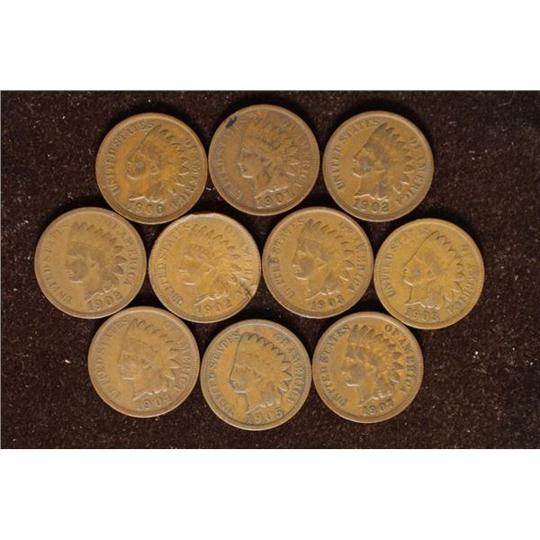 10-INDIAN HEAD CENTS: 1900-1907