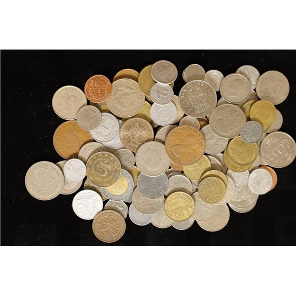 1 POUND FOREIGN COINS FROM MANY DIFFERENT