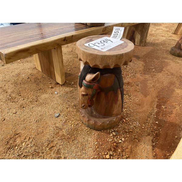 TEAK WOOD HORSEHEAD END TABLE
