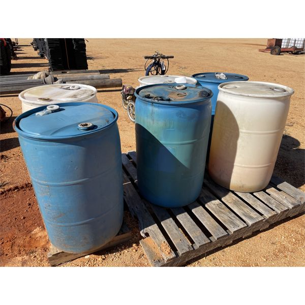 (6) 55 GALLON PLASTIC DRUMS