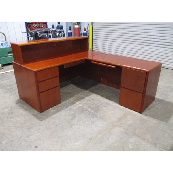 66" x 78" L-SHAPED CHERRY WOOD DESK