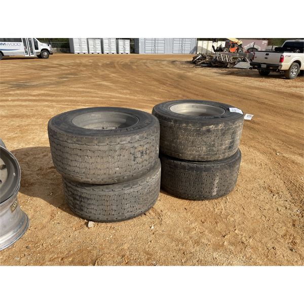 (4) 445/50R22.5 SUPER SINGLES/ALUMINUM RIMS