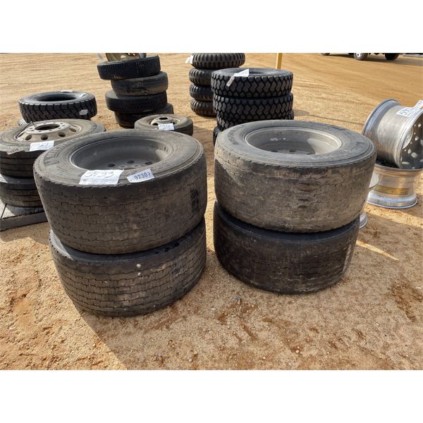 (4) 445/50R22.5 SUPER SINGLES/ALUMINUM RIMS