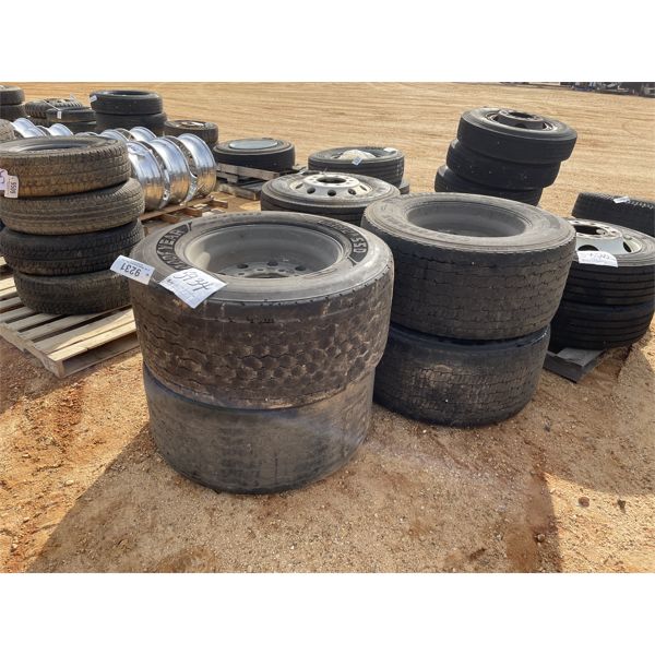 (4) 445/50R22.5 SUPER SINGLES/ALUMINUM RIMS