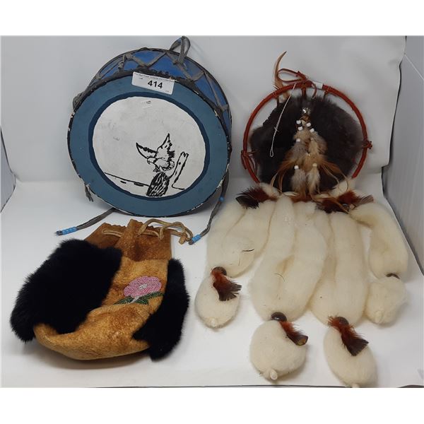 Assorted Hand Made First Nation Drum, Dream Catcher, Etc..