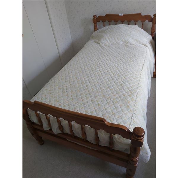 Single Bed With Box Spring, Mattress (Sertapedic Luxury), Head/Foot Board, And Bedding