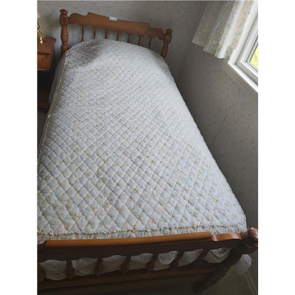 Single Bed With Box Spring, Mattress (Adriana Contour), Head/Foot Board, And Bedding