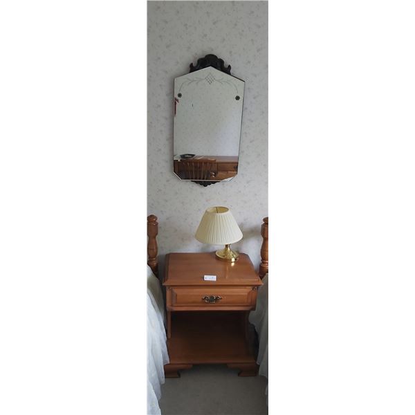 Night Stand (22L x 15D x 25H) With Lamp And Mirror (16W x 30H)