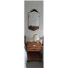 Image 1 : Night Stand (22L x 15D x 25H) With Lamp And Mirror (16W x 30H)