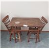 Image 1 : Vintage Children's Wood Table And Two Chairs - 25L x 16D x 19H
