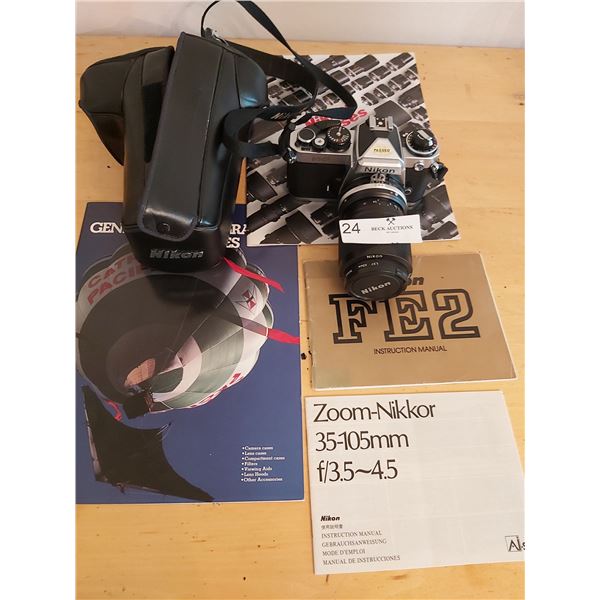 Nikon FE2 With Zoom - Nikkor 35-105mm Lens And Case