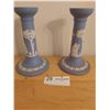 Image 1 : Wedgewood Candle Holders - 7H x 4 In Diameter