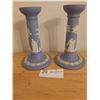 Image 3 : Wedgewood Candle Holders - 7H x 4 In Diameter