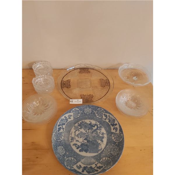 Assortment of Crystal and Glass Serving Dishes, Plates and Bowls