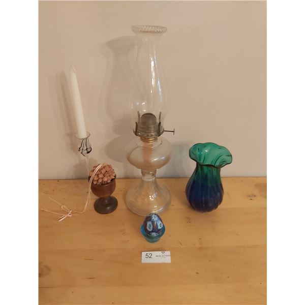 Vintage Oil Hurricane Lamp and Other home Decor