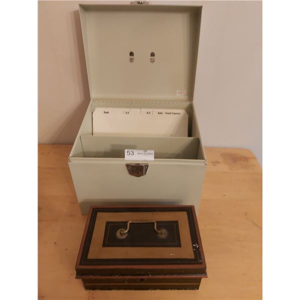 Metal File Folder Box & Vintage Cash Box