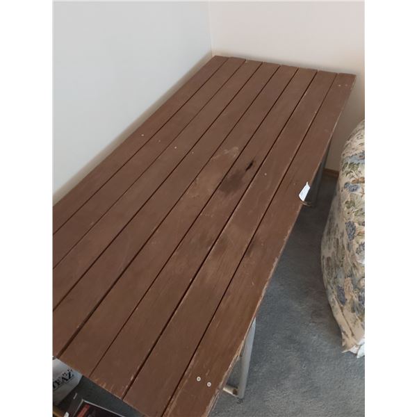 Wooden Folding Table with Metal Legs