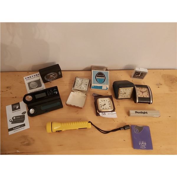 Vintage Travel Clock & Flashlight Collection