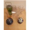 Image 1 : Collection of Coloured  Glass including Friendship Ball, Glasses & Vintage Jar with lid