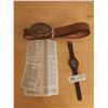 Image 1 : Leather Belt with Buckle (Size Unknown) & Watch (needs battery)