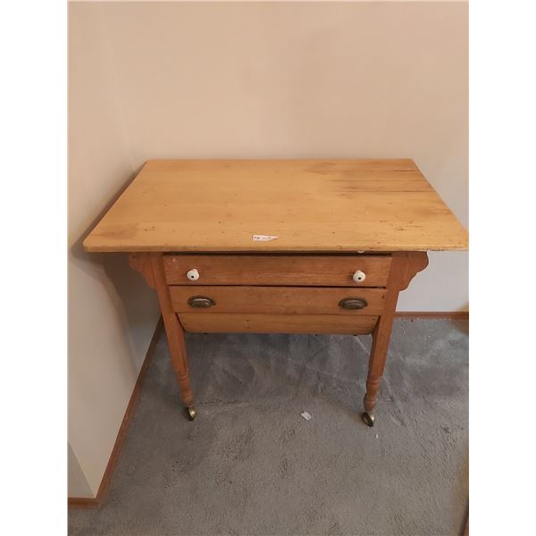 Unique Vintage Kitchen Cart on Wheels with Drawers and Storage for Flour & Sugar