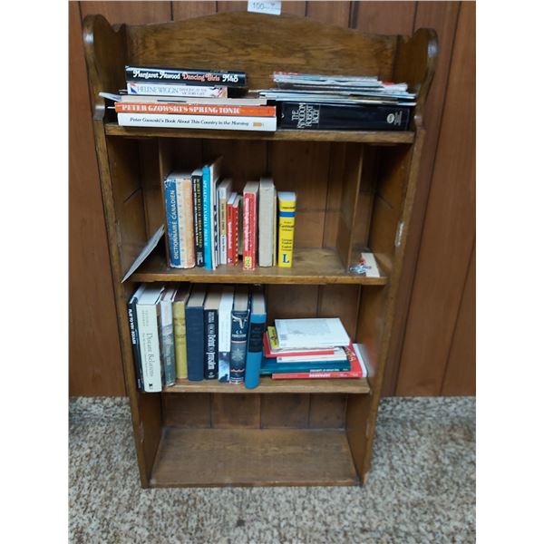Vintage Wooden Bookshelf with Contents 24 Wide x 8 1/2 Deep x 45 High