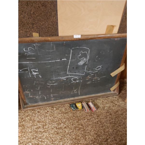 Genuine Slate Chalkboard from a 1 room Schoolhouse with Chalk & Brushes