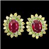 Image 1 : Natural Red Ruby & Sapphire Earrings