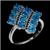 Image 1 : Natural Paraiba  Neon Blue Apatite  & Black Spinel Ring