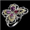 Image 2 : Unheated Rhodolite Sapphire Butterfly Ring