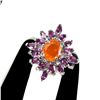 Image 1 : Natural Ethopian Orange Opal & Rhodolite Garnet Ring