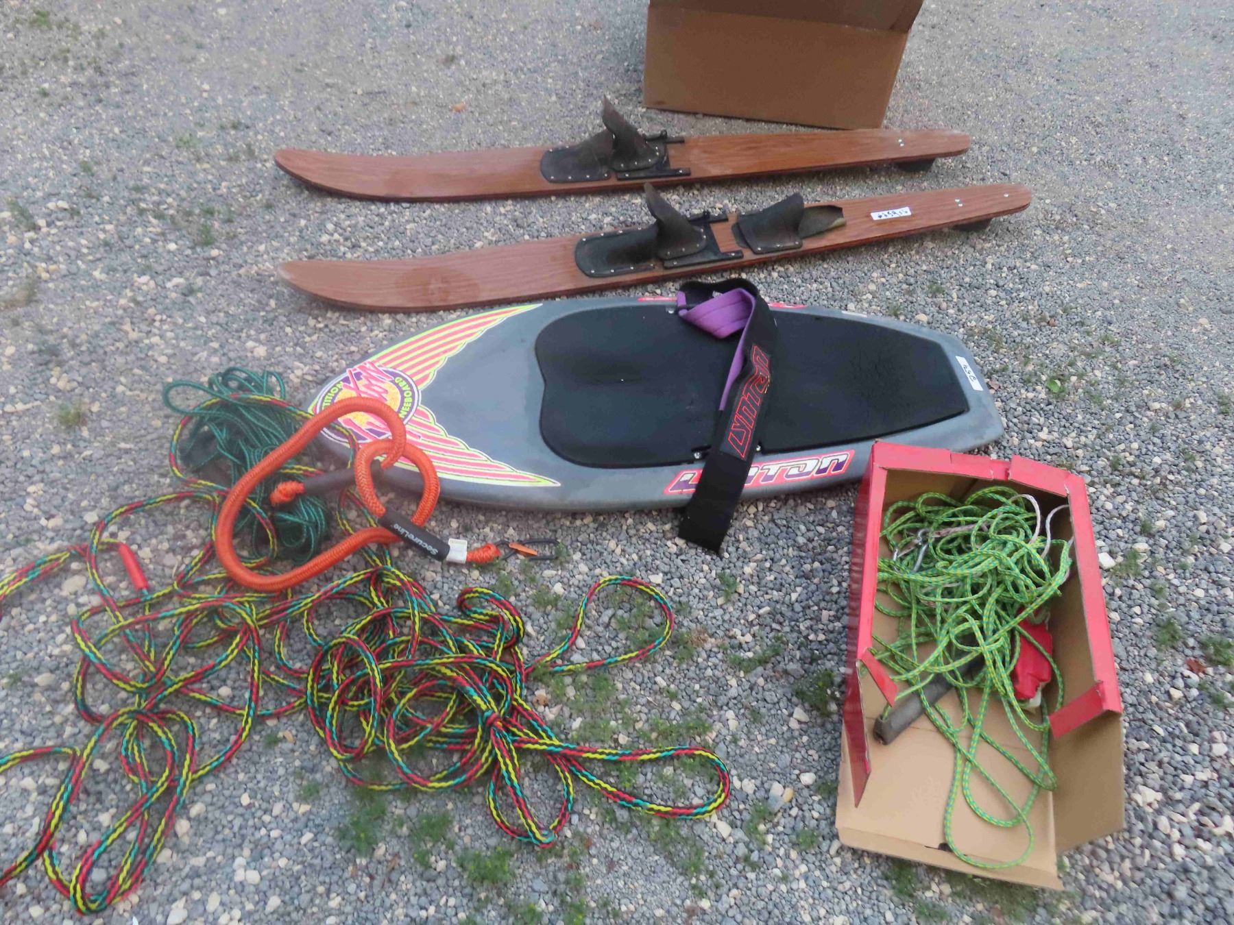 Toe Rope Ski Set of Water Skis, Kneeboard, Tow Skiing Ropes