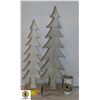 TWO WOODEN DECOR PINE TREES