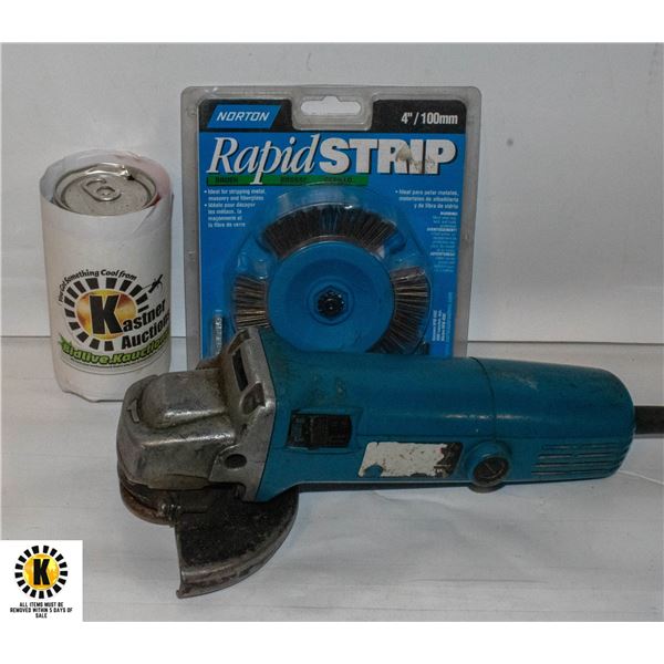 RYOBI 4.5" ANGLE GRINDER WITH RAPID STRIP BRUSH