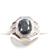 S357-145 SILVER RHODIUM PLATED SAPPHIRE MEN'S RING