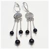 S357-105 SILVER BLACK ONYX EARRINGS