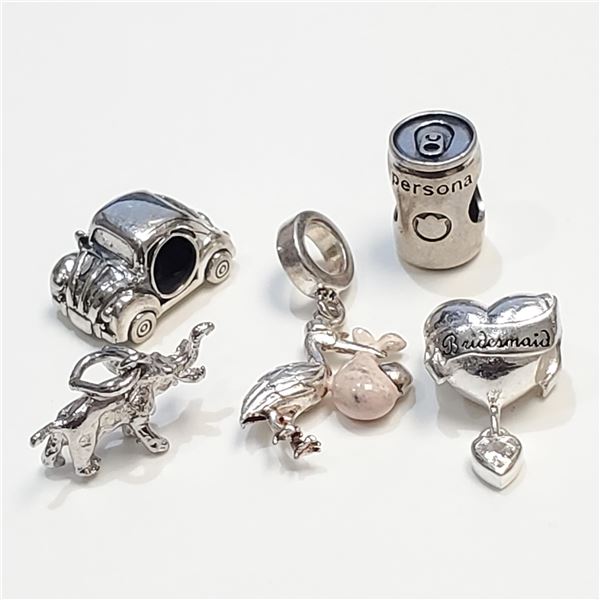 S357-140 SILVER PACK OF 5 PANDORA STYLE BEADS