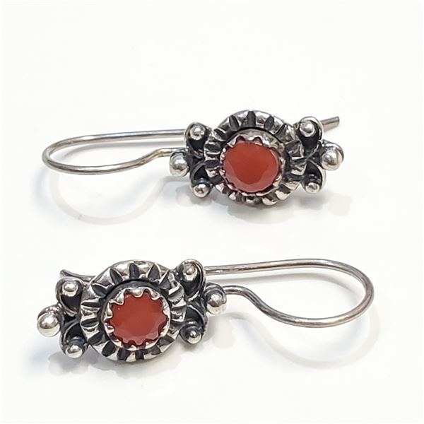 S357-137 SILVER CARNELIAN EARRINGS